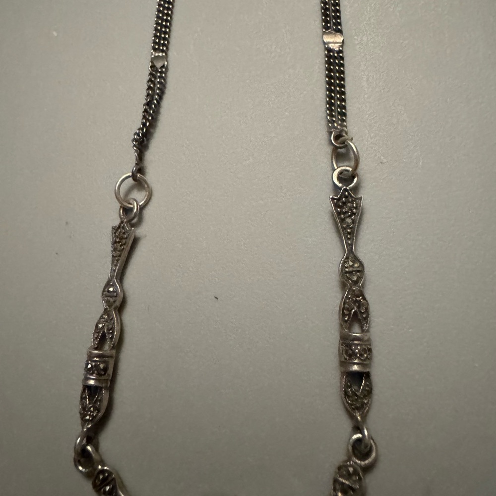 Elegant sterling silver and amethyst necklace. Rare and antique - Picture 2 of 10